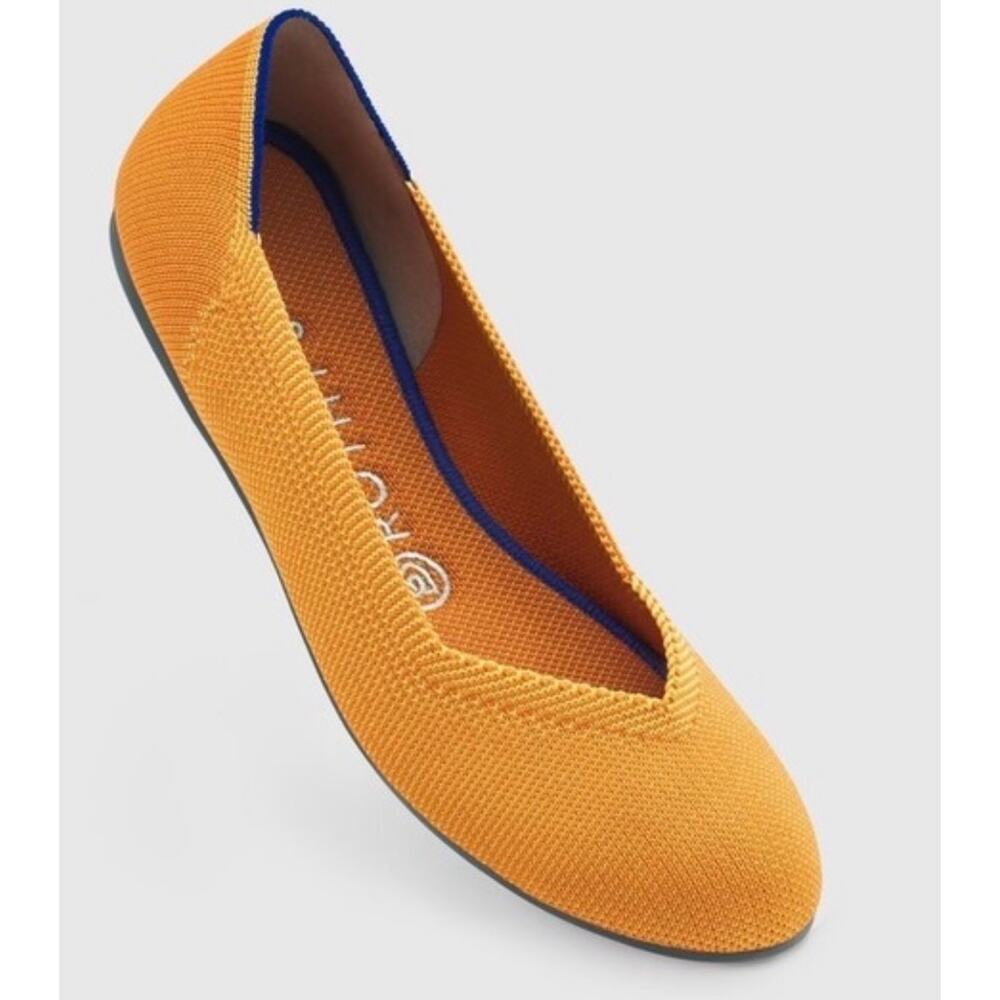 Rothy’s The Flat Round Toe Knit Flats Marigold Orange Size 10.5 NWOB